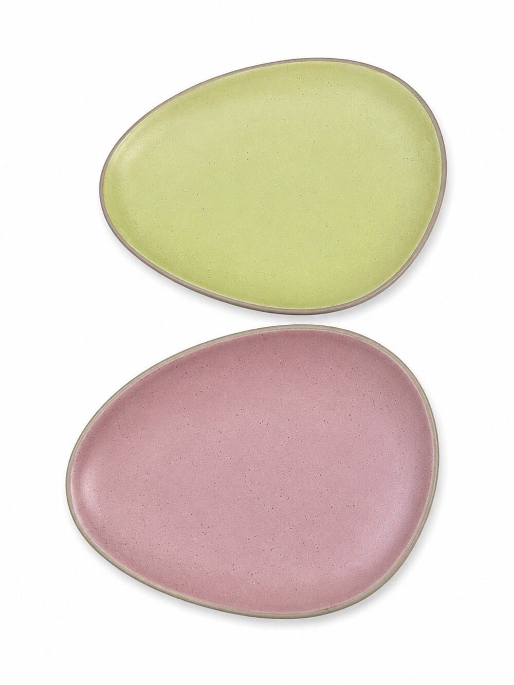 Threshold Green Egg Shaped Salad Plates Stoneware 2 Pc Set